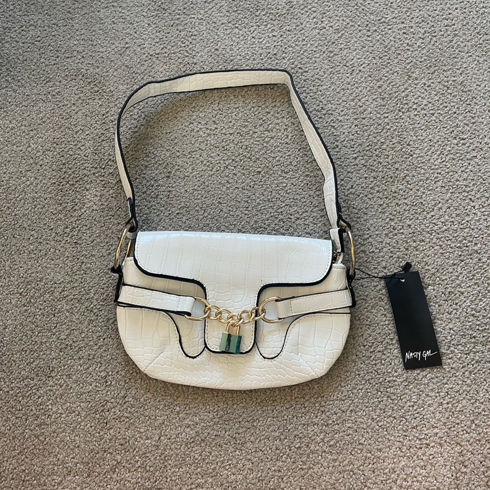 NWT Sold Out Nasty Gal Padlock 'Em Up Croc Shoulder Bag